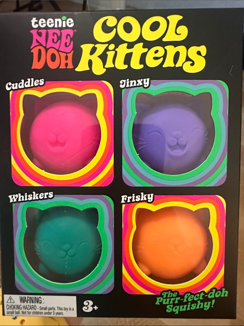 Schylling NeeDoh Teenie Cool Kittens 4-Pack — Pink, Purple, Teal, Orange